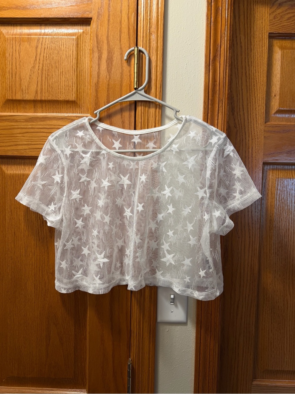 Women’s White Star Mesh Crop Top